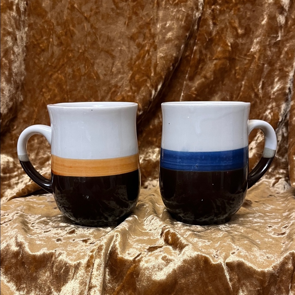 Vintage Two-Tone Ceramic Mugs from Japan